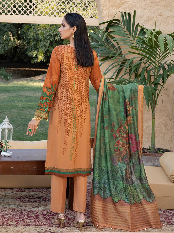 Candy-Unstitched 3pc - Lawn Embroidered Front with Lawn Printed Back & Sleeves with Digital Printed Monar Dupatta & Dyed Cambric Trouser-Rococo (WK-00669A) - SalitexOnline