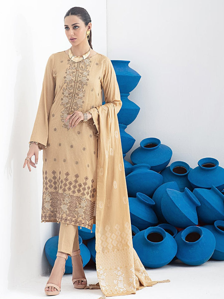 Enchant - Unstitched 3pc Embroidered Jacquard Lawn Shirt with Lawn Jacquard Dupatta & Dyed Cambric Trouser - Signature Series (WK-00772) - SalitexOnline