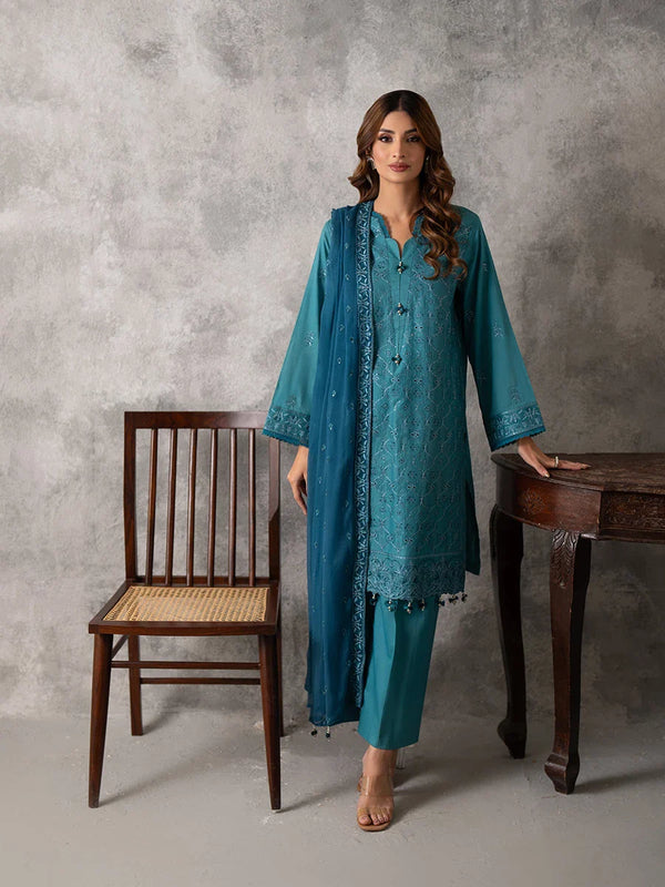 3PC UNSTITCHED EMBROIDERED LUXURY LAWN SUIT
