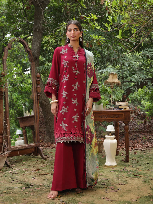 3PC STITCHED LUXURY CAMBRIC EMBROIDERED SUIT