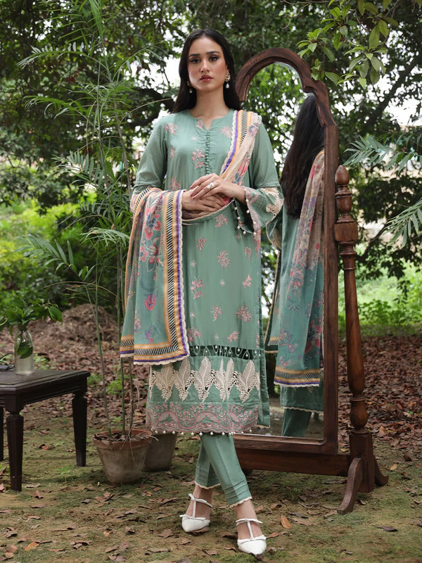 3PC SITICHED LUXURY CAMBRIC EMBROIDERED SUIT