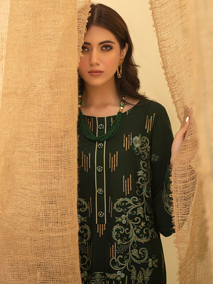 Oak Forest -1pc Unstitched Luxury Embroidered Chiffon Shirt with Inner (WK-00750) - SalitexOnline