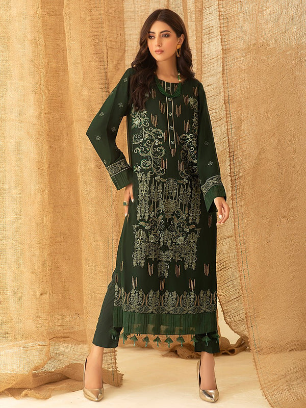 Oak Forest -1pc Unstitched Luxury Embroidered Chiffon Shirt with Inner (WK-00750) - SalitexOnline