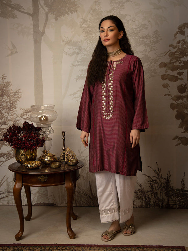 1pc - Stitched Basic Embroidered Cambric Shirt