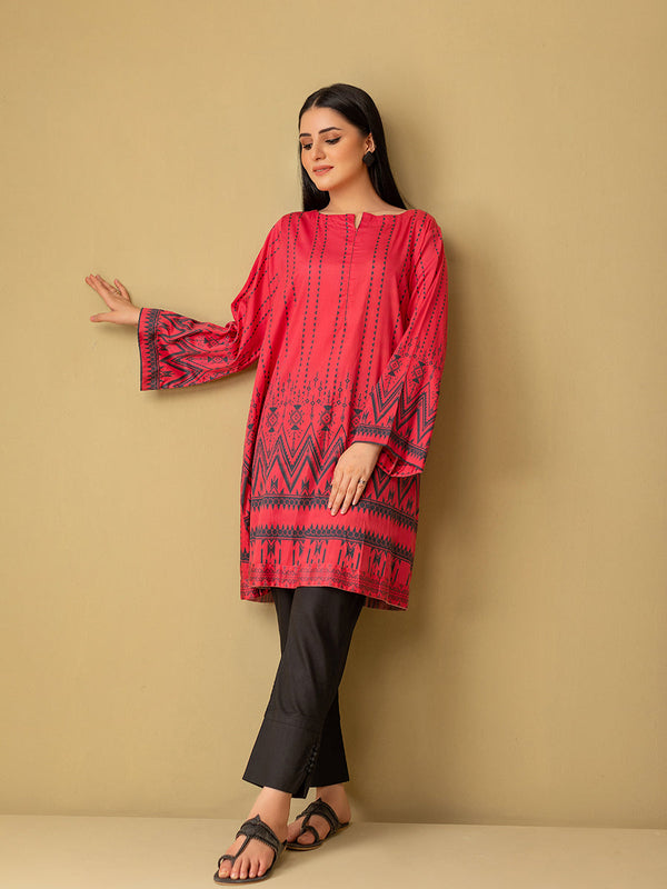 1pc - Stitched Basic Printed Cotton Silk Shirt