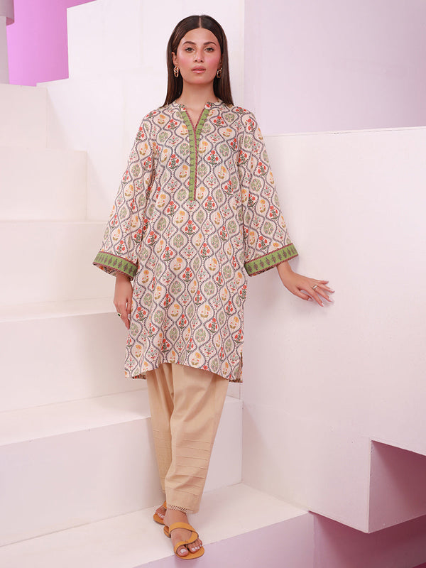 1pc - Stitched Basic Printed Texture Lawn Shirt