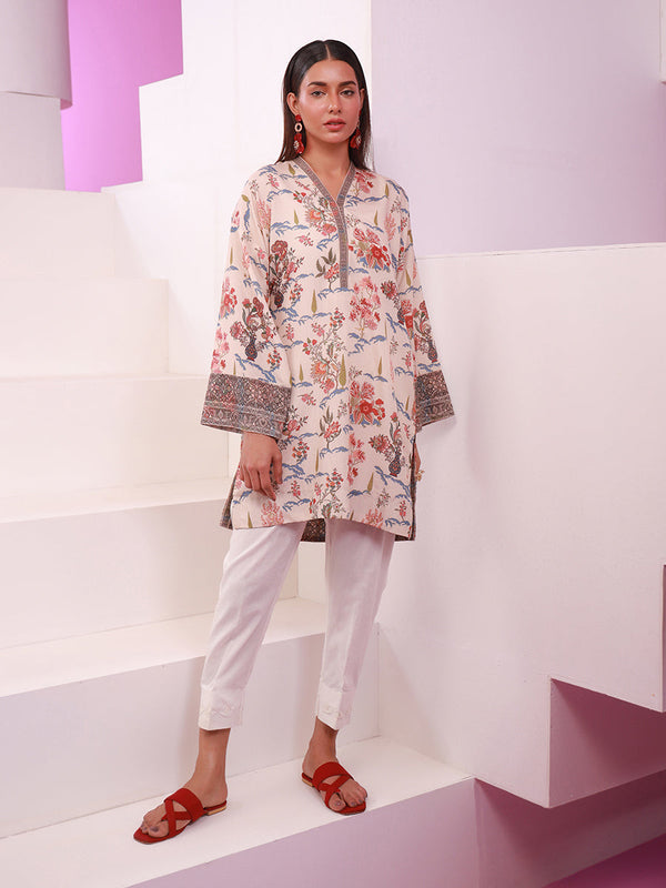 1pc - Stitched Basic Printed Texture Lawn Shirt