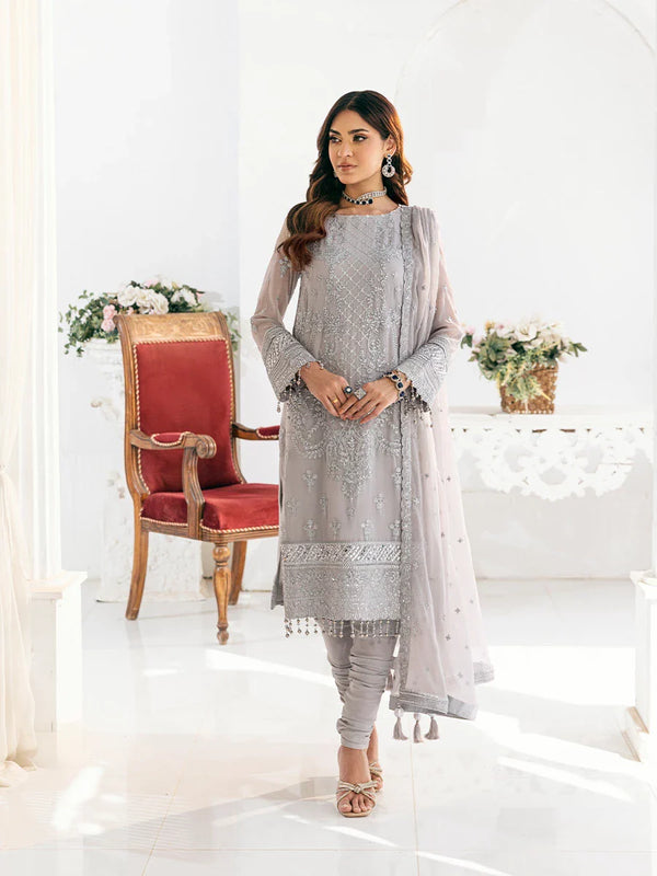 3PC Unstitched Chiffon Embroidered Suit (CH034)