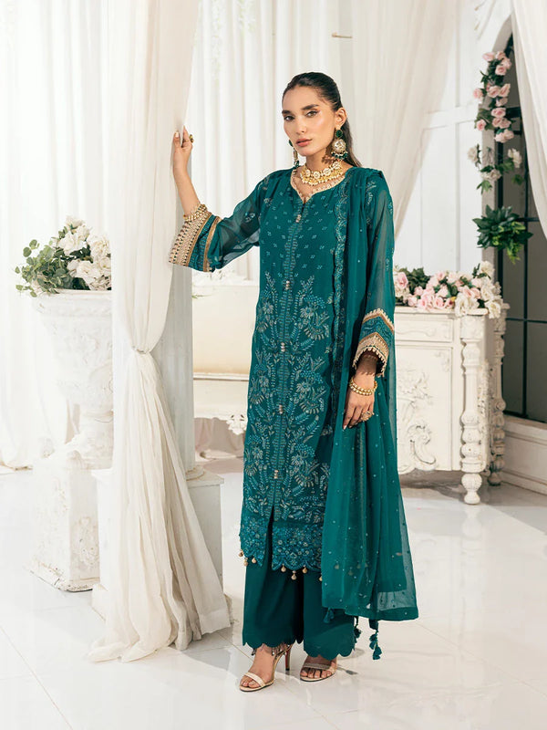 3PC Unstitched Chiffon Embroidered Suit (CH045)