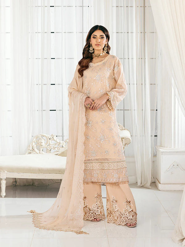 3PC Unstitched Chiffon Embroidered Suit (CH039)
