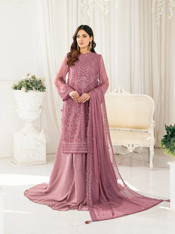 3PC Unstitched Chiffon Embroidered Suit (CH029)