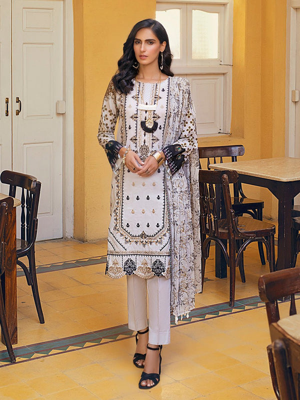 Unstitched 3pc Digital Printed Lawn Shirt & Digital Printed Lawn Dupatta with Dyed Cambric Trouser - Malabis (IP-00073) - SalitexOnline