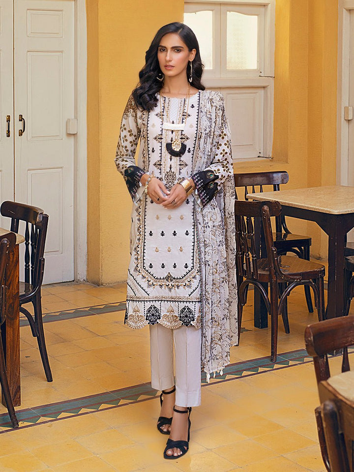 Unstitched 3pc Digital Printed Lawn Shirt & Digital Printed Lawn Dupatta with Dyed Cambric Trouser - Malabis (IP-00073) - SalitexOnline