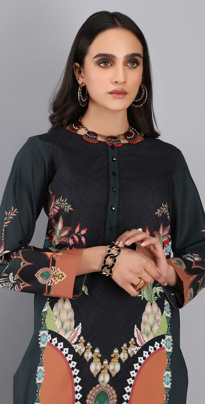 Unstitched 1pc Digital Printed Lawn Shirt - UK-02 - SalitexOnline