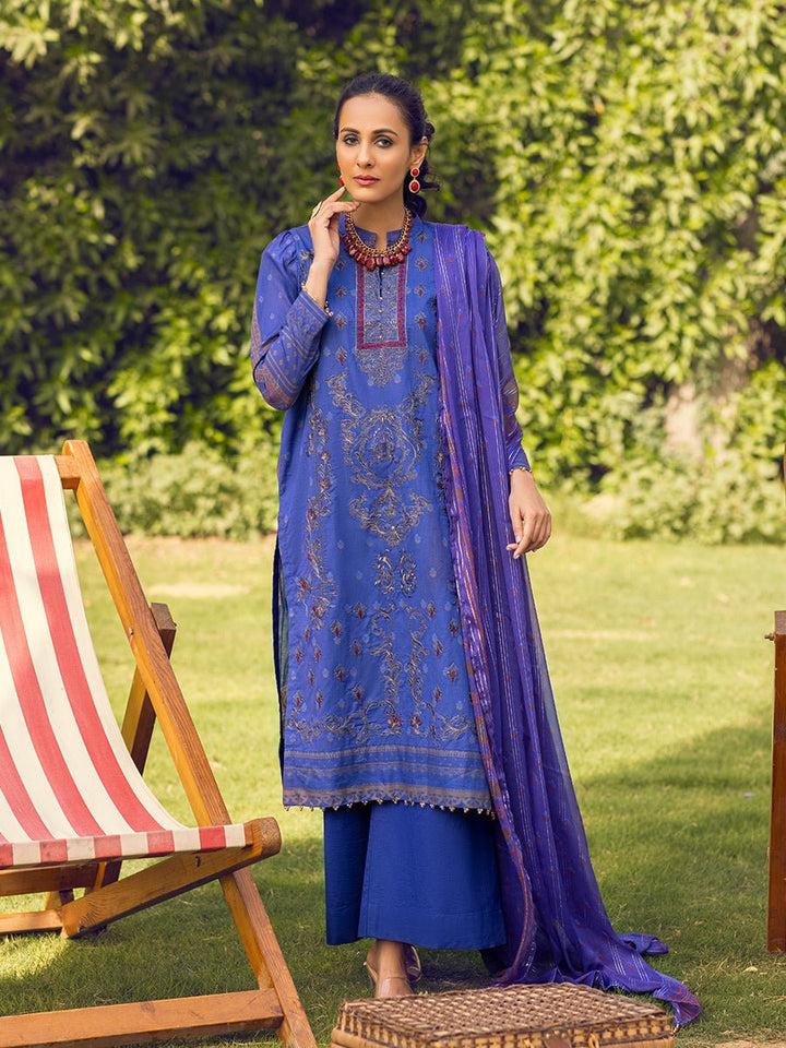 Unstitched 3pc -Digital Printed Embroidered Lawn Suit With Printed Chiffon Full Zari Dupatta - Zure ( WK-01031BUT) - SalitexOnline