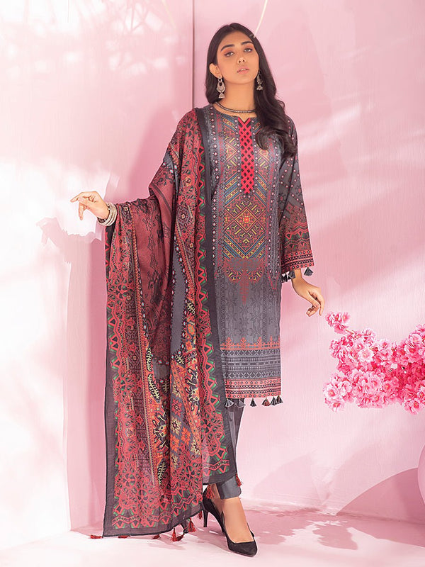 Unstitched 3pc Digital Printed Lawn Shirt & Digital Printed Lawn Dupatta with Dyed Cambric Trouser - Malabis (IP-00068) - SalitexOnline
