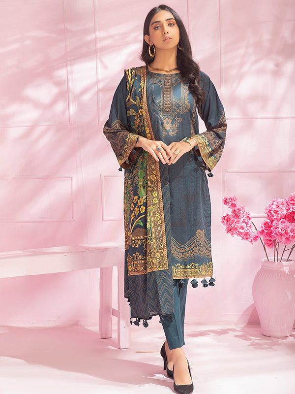 Unstitched 3pc Digital Printed Lawn Shirt & Digital Printed Lawn Dupatta with Dyed Cambric Trouser - Malabis (IP-00077) - SalitexOnline