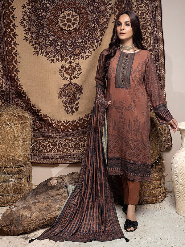 Unstitched 3pc - Digital Printed Linen Shirt With Digital Printed Twill Linen Dupatta & Dyed Linen Trouser - Vol.2 (WK-00907) - SalitexOnline