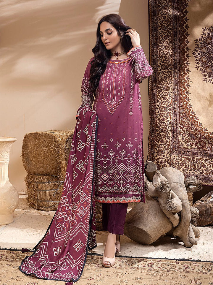 Unstitched 3pc - Digital Printed Linen Shirt With Digital Printed Twill Linen Dupatta & Dyed Linen Trouser - Vol.2 (WK-00908) - SalitexOnline