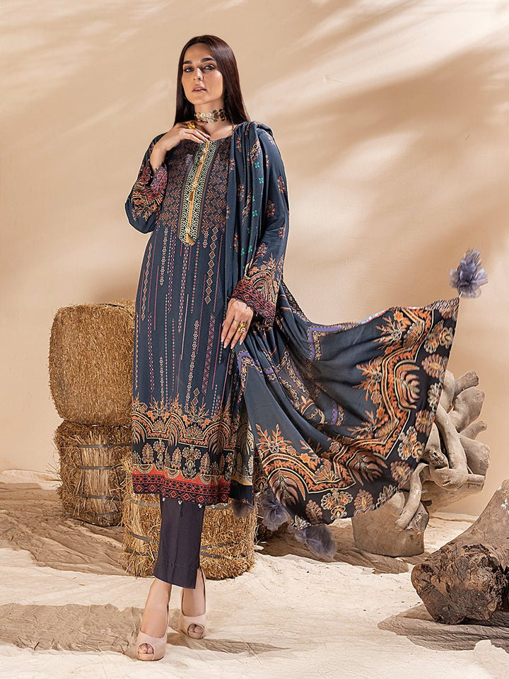 Unstitched 3pc - Digital Printed Linen Shirt With Digital Printed Twill Linen Dupatta & Dyed Linen Trouser - Vol.2 (WK-00909) - SalitexOnline