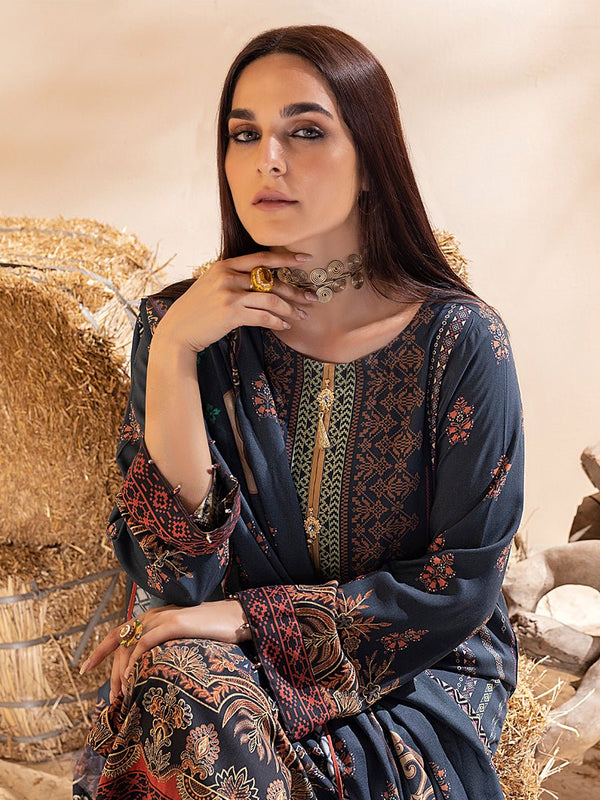 Unstitched 3pc - Digital Printed Linen Shirt With Digital Printed Twill Linen Dupatta & Dyed Linen Trouser - Vol.2 (WK-00909) - SalitexOnline