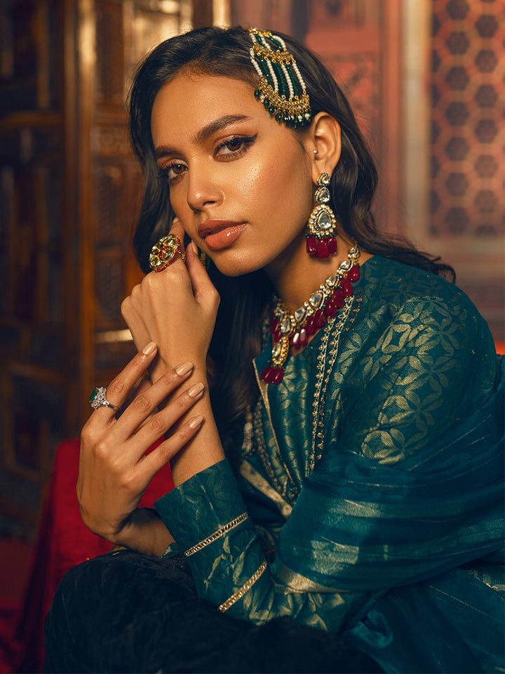 Unstitched 3pc - Dyed Embroidered Jacquard Suit- Mehr-e-Gul (WK-01164UT) - SalitexOnline