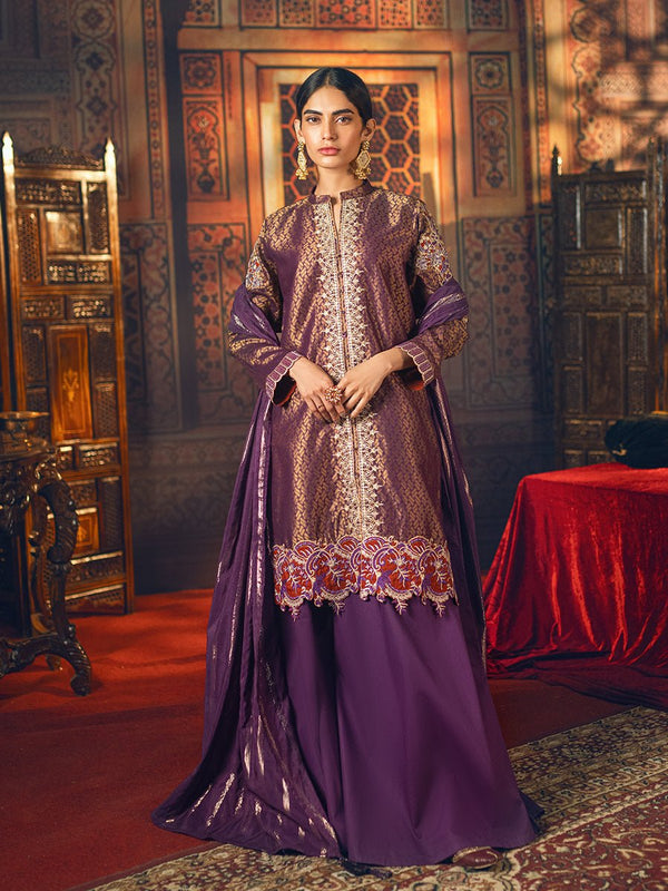 Unstitched 3pc - Dyed Embroidered Jacquard Suit- Mehr-e-Gul (WK-01170UT) - SalitexOnline