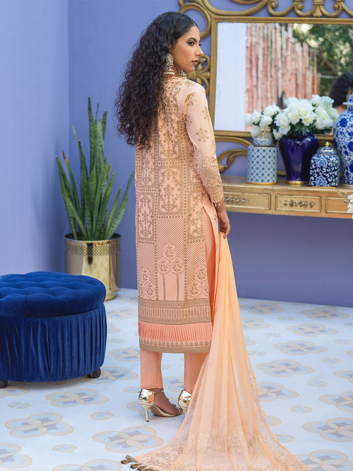 Unstitched 3pc - Embroidered Lawn Suit With Mukesh Chiffon Dupatta - Oznur Vol.2 (WK-00997AUT) - SalitexOnline