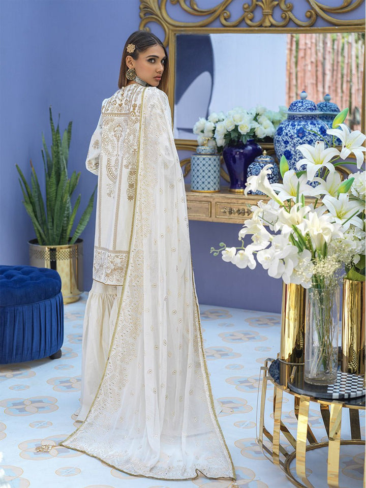 Unstitched 3pc - Embroidered Lawn Suit With Mukesh Chiffon Dupatta - Oznur Vol.2 (WK-00999AUT) - SalitexOnline