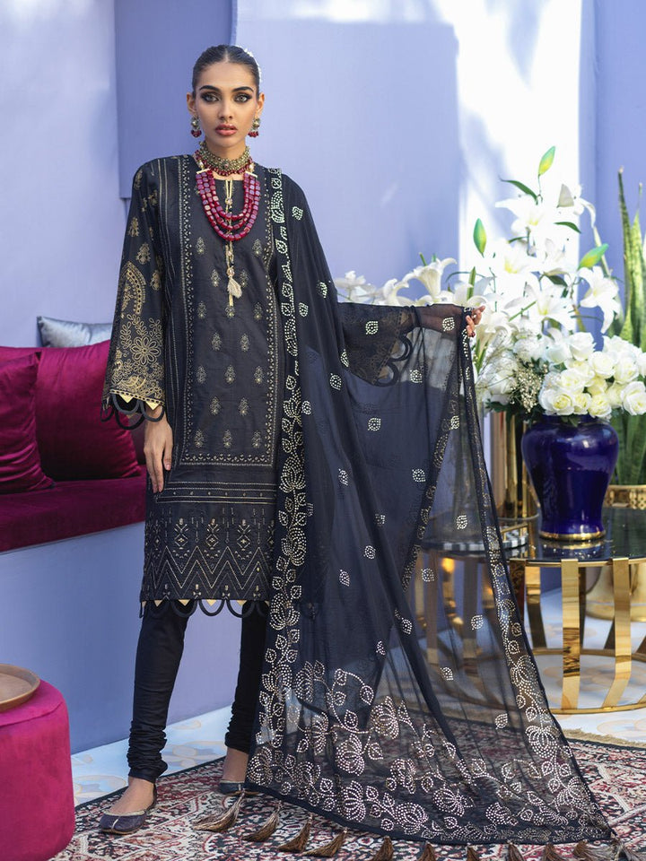 Unstitched 3pc - Embroidered Suit With Mukesh Chiffon Dupatta - Oznur Vol.2 (WK-00999BUT) - SalitexOnline