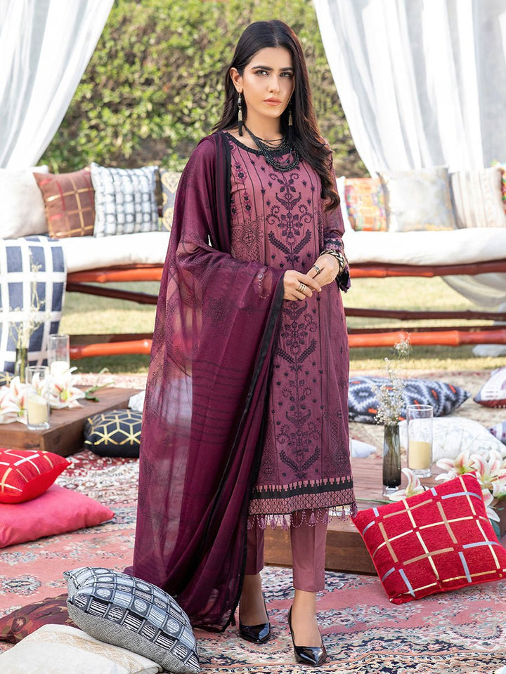 Unstitched 3pc Printed Embroidered Lawn Shirt with Printed Chiffon Dupatta & Dyed Cambric Trouser - Z'ure (WK-00697B) - SalitexOnline