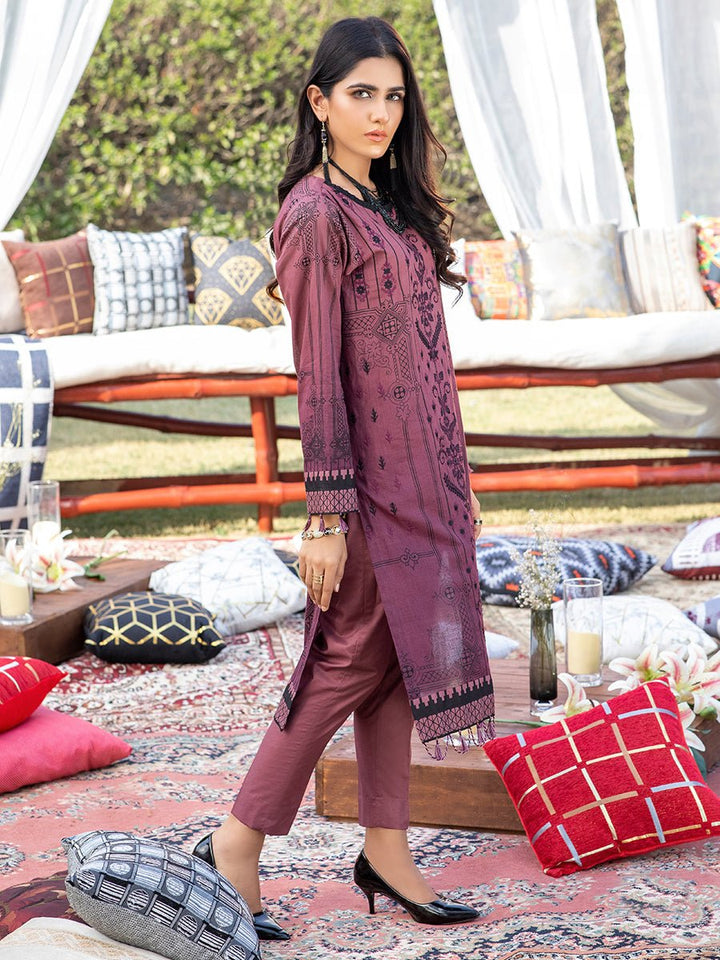 Unstitched 3pc Printed Embroidered Lawn Shirt with Printed Chiffon Dupatta & Dyed Cambric Trouser - Z'ure (WK-00697B) - SalitexOnline
