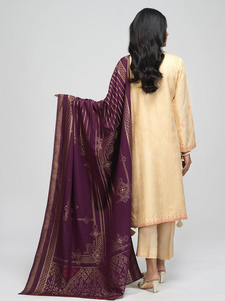 Unstitched 3pc - Viscose Jacquard Shirt with Viscose Jacquard Dupatta & Dyed Viscose Trouser - Viscose Jacquard (WK-00816) - SalitexOnline